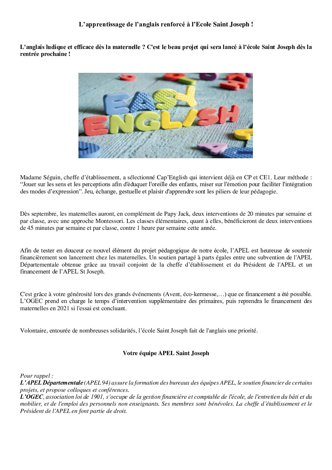 communication APEL